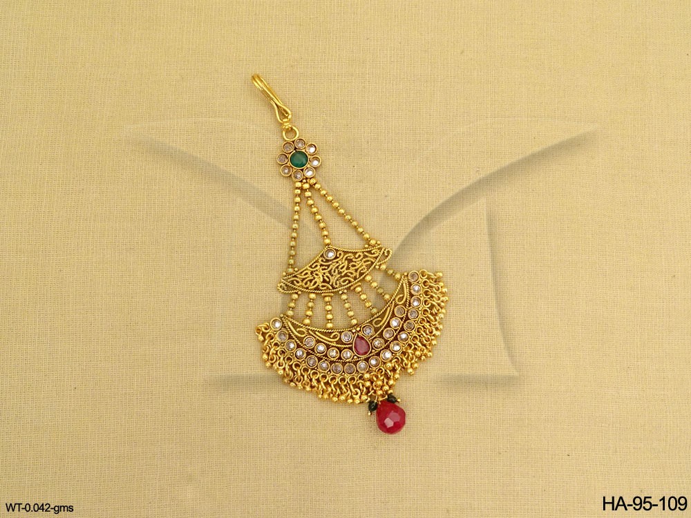 bridal gold plated pearl copper jhoomar passa hair accessories - Antique  Jewellery - Antique Hair Accessories - MANEK RATNA