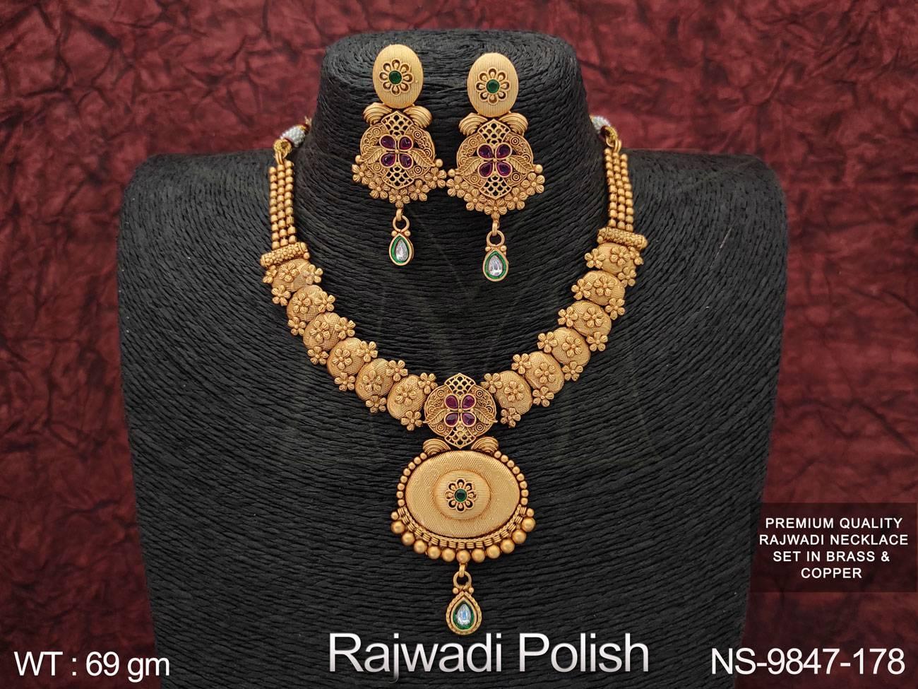 Gold Finish Kundan Polki Meenakari Jadtar Necklace Design by Just Jewellery  at Pernia's Pop Up Shop 2023