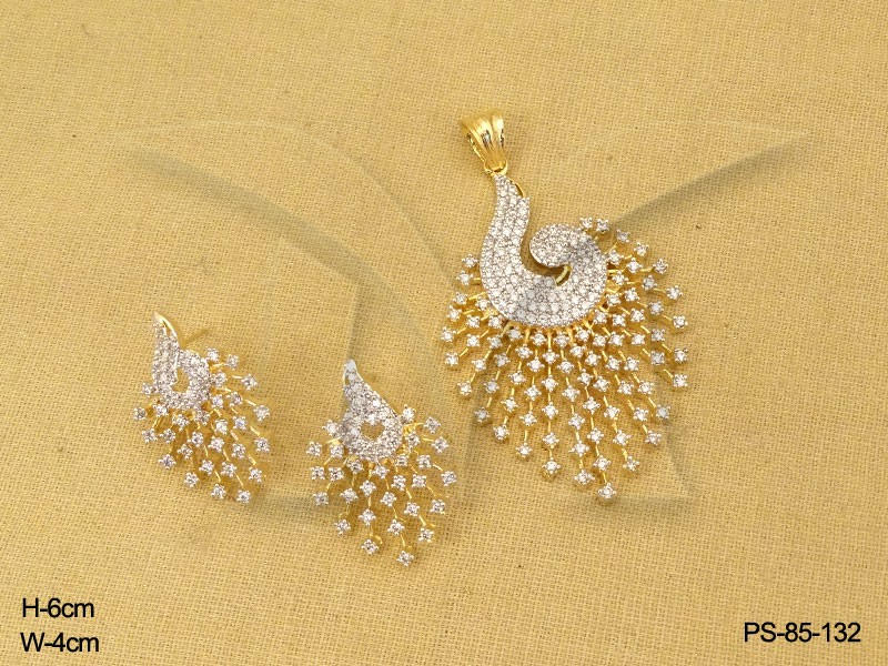 Pearl Cross Latest Design AD Pendant Sets