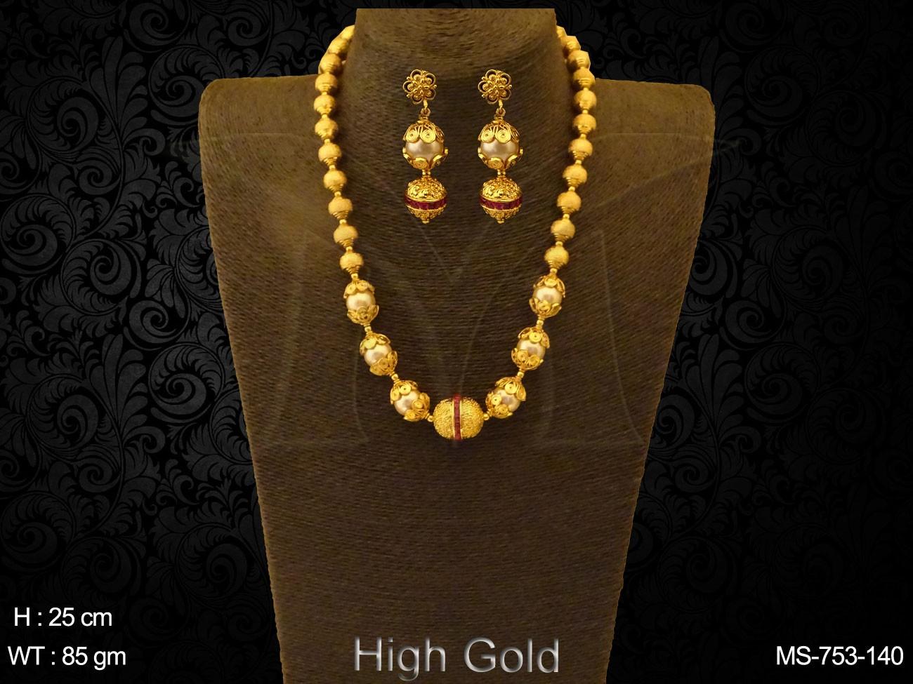 Gold Beads pearl mala - Designer 