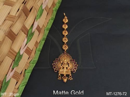 matte-gold-polish-designer-laxmi-design-temple-jewellery-beautiful-maang-tikka-